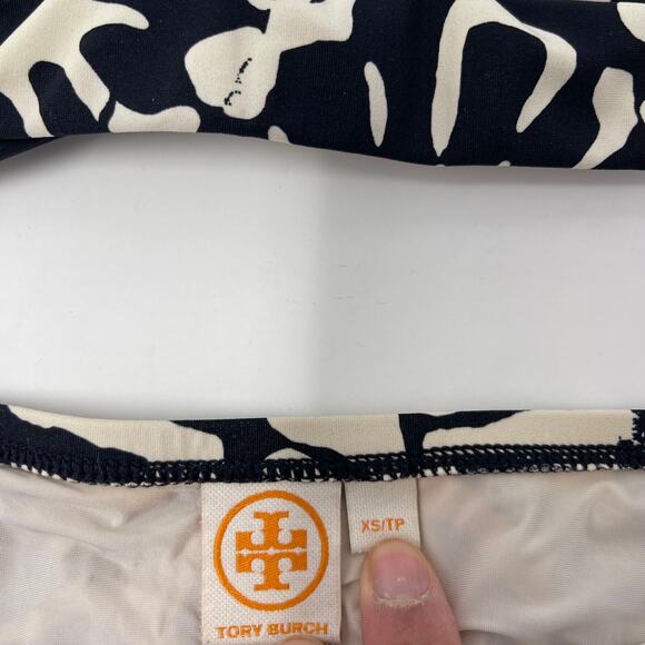 Tory Burch XSmall Black Cream Pomelo Floral Print Bikini Set High Waist Bottoms - Picture 10 of 10